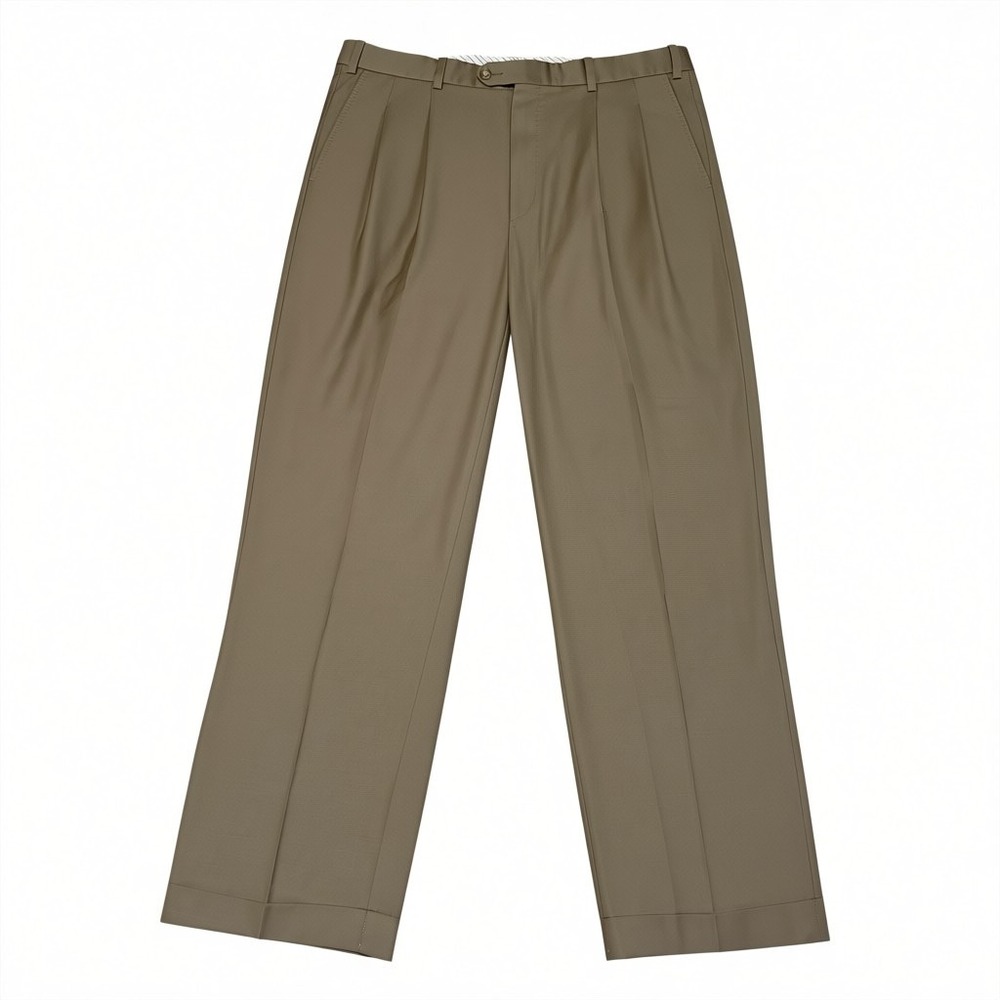 Paul‎ Betenly Newport Mens 38 Khaki Brown 100% Wool Pleated Cuffed Dress Pants